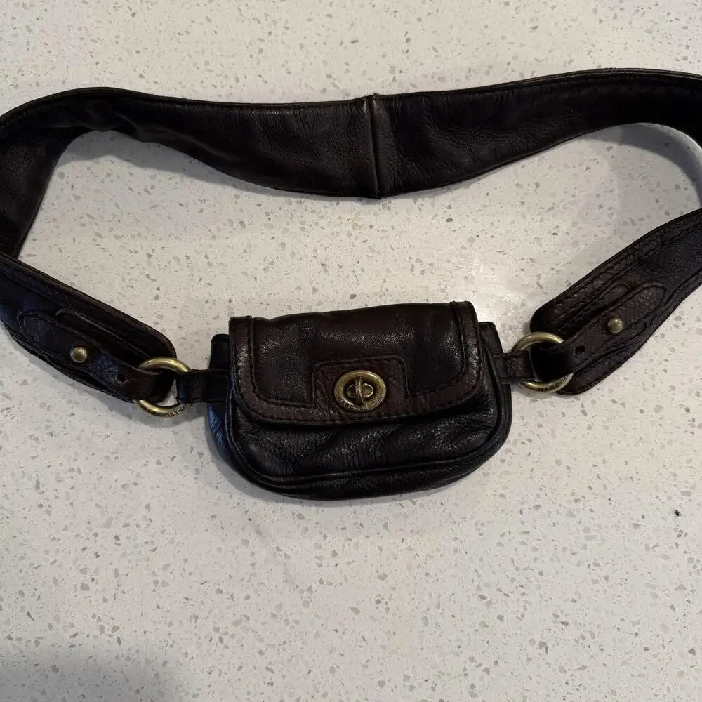 Vintage Marc By Marc Jacobs Dark Brown Leather Waist Pack Belt Bag Y2K 2000s